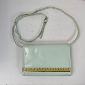 Ted Baker vegan patent leather mint green crossbody bag metallic gold purse